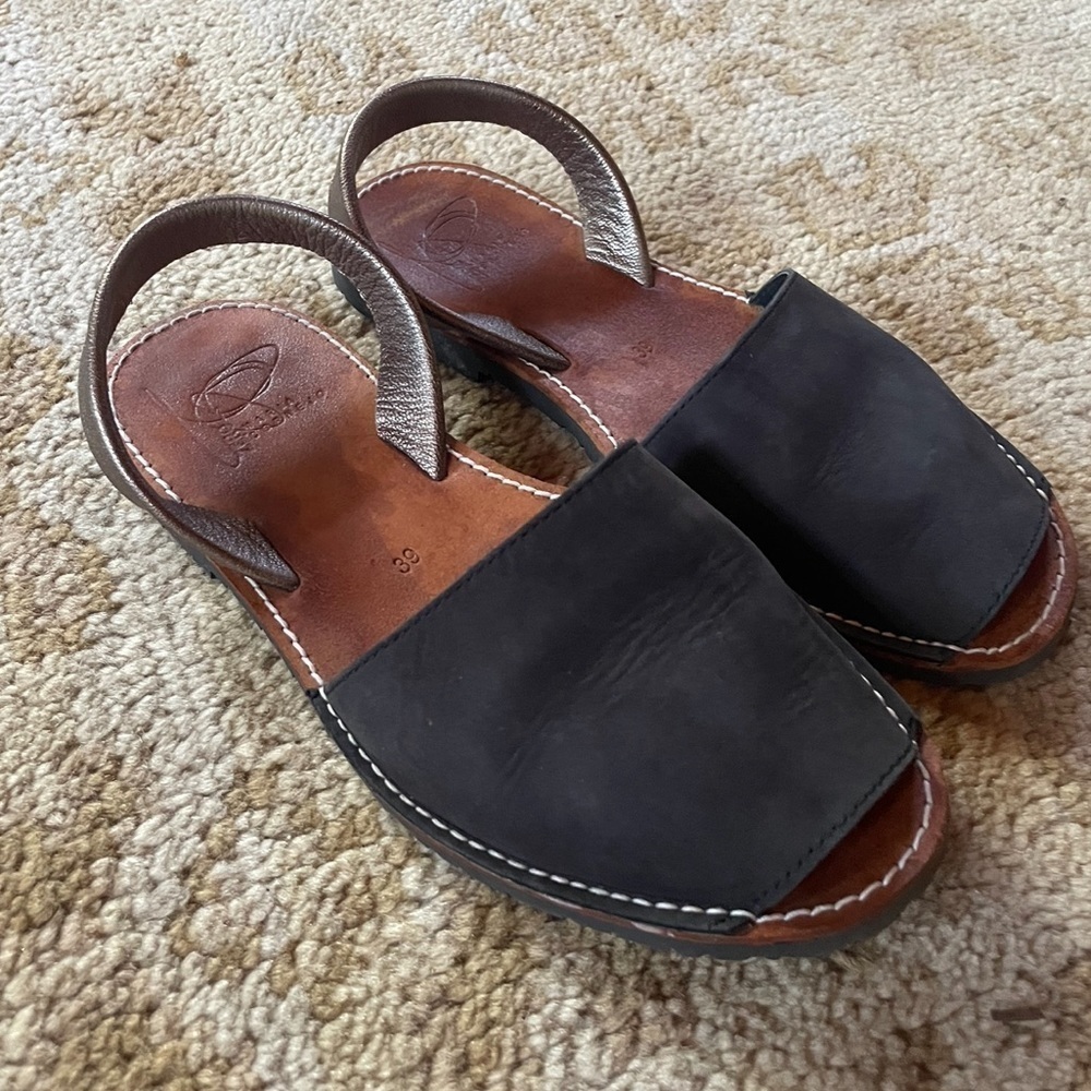 Zero + Maria Cornejo Black and Tan Sandals